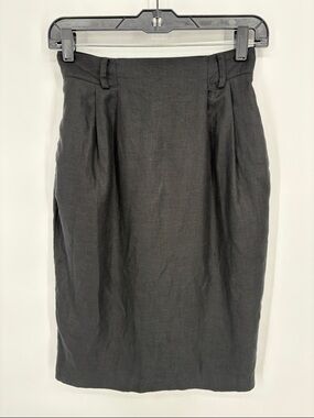 🔗 Valerie Stevens linen black pleated w pockets Pencil Skirt